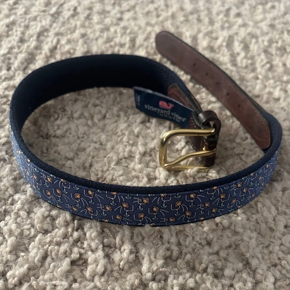 Vineyard Vines Navy Boys Football Belt 26